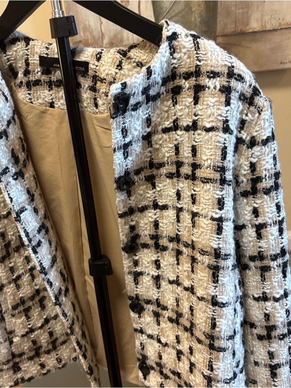 Amanda & Chelsea Black, White & Beige Tweed Jacket - Picture 2 of 7